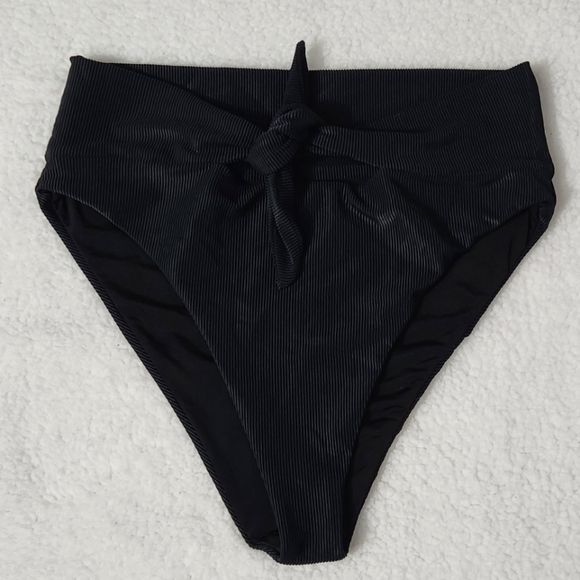 New!Beach Riot Emma Bikini Bottom‎ Solid Black Rib - Picture 6 of 10
